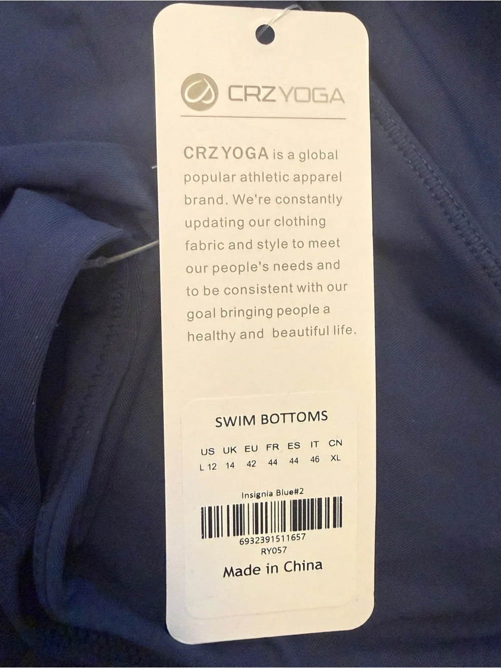 NWT * CRZ YOGA High-Waisted Bikini Bottom Insignia Blue Size Large